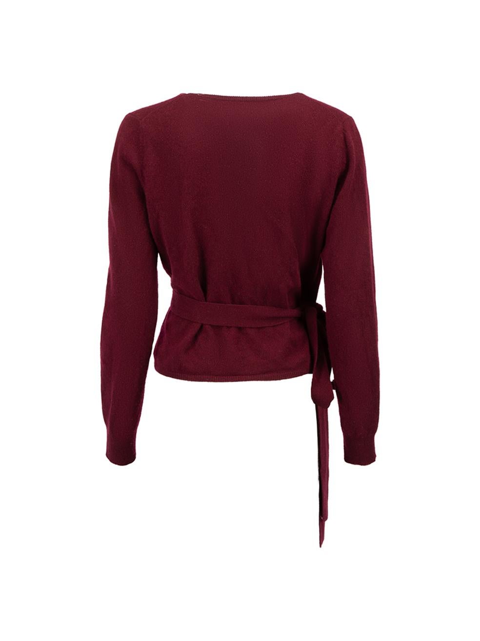 Burgundy Cashmere Wrapped Cardigan Size M In Good Condition For Sale In London, GB