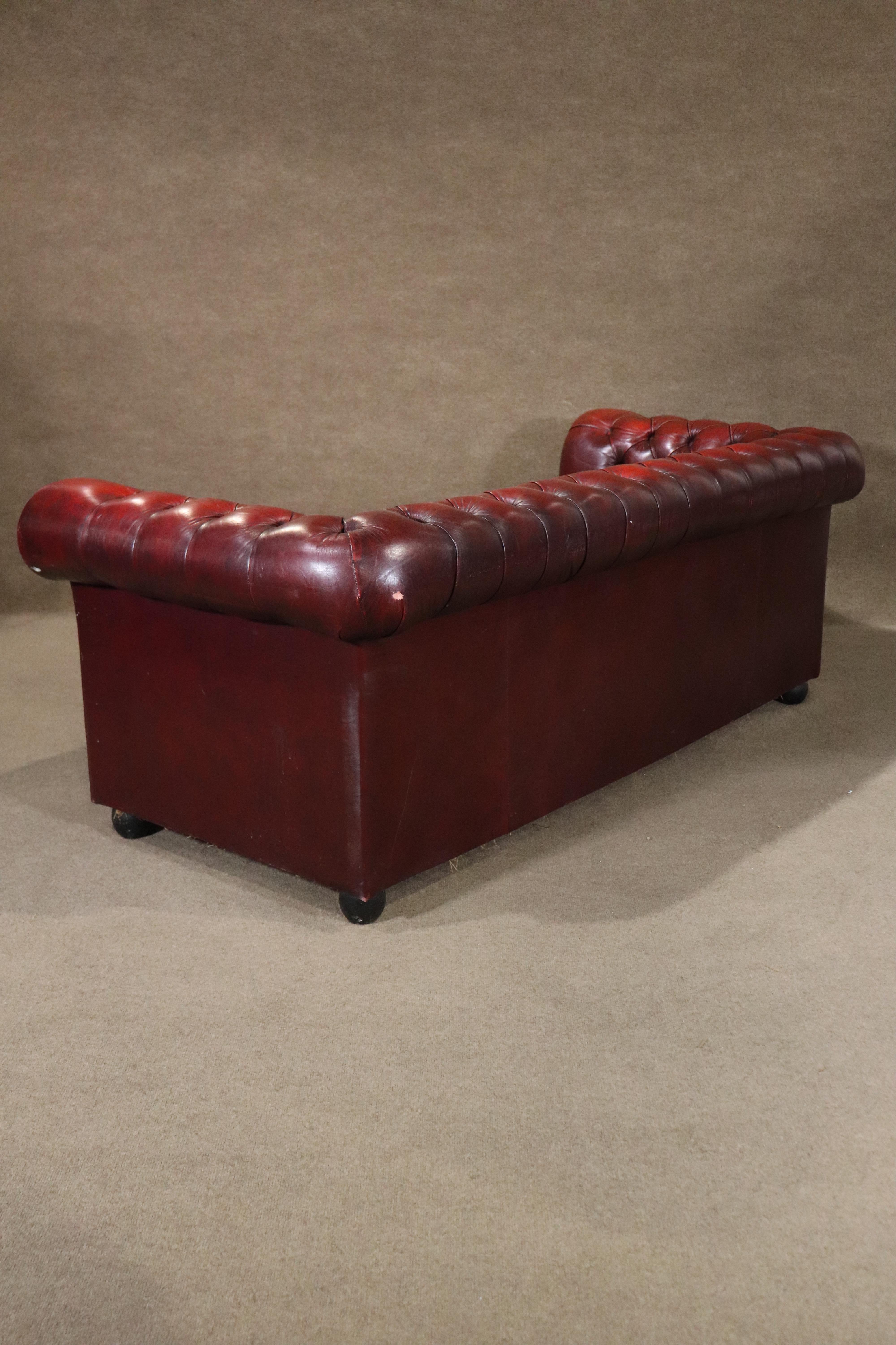Burgundy Chesterfield Sofa For Sale 5