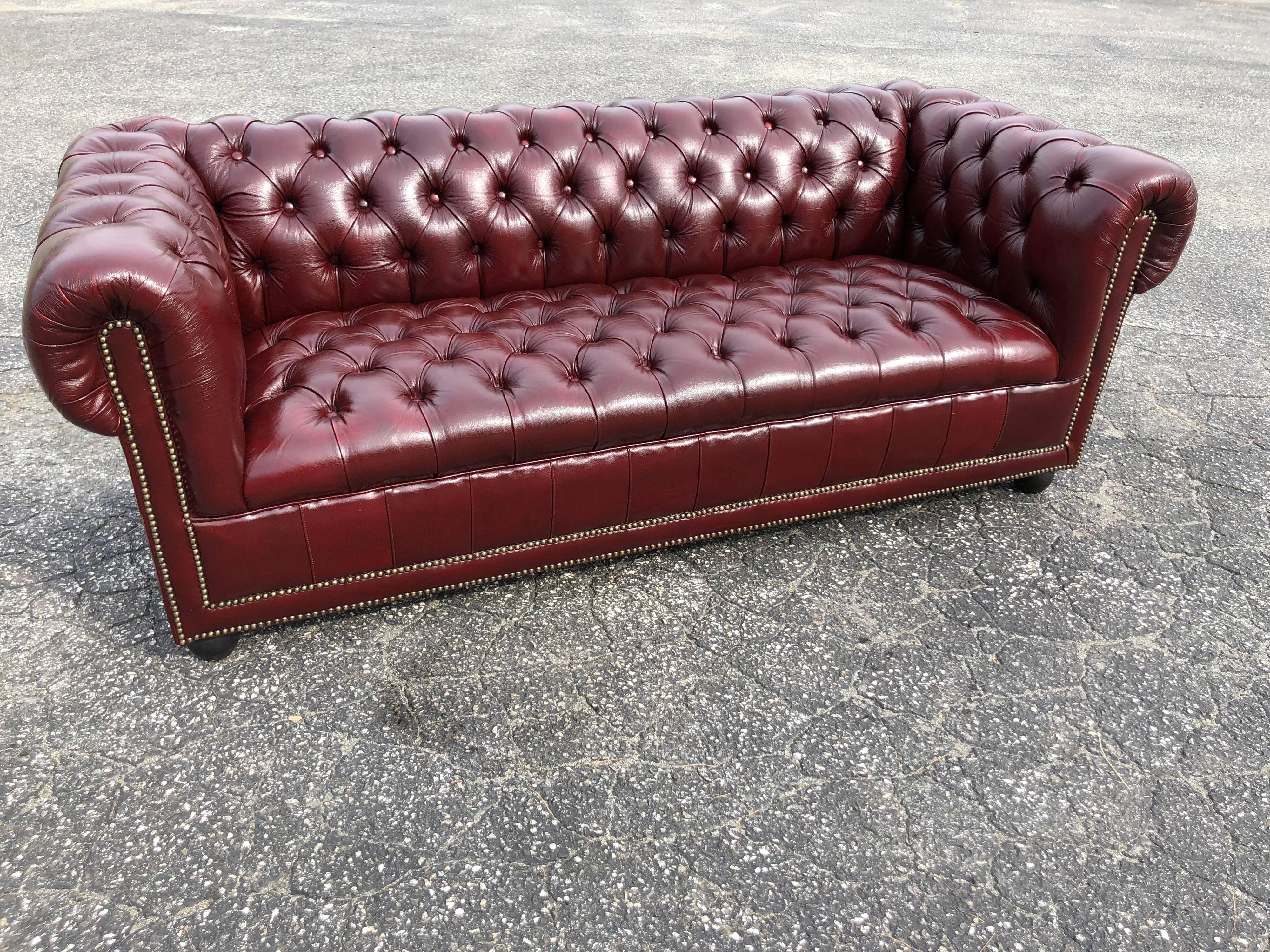 maroon chesterfield sofa
