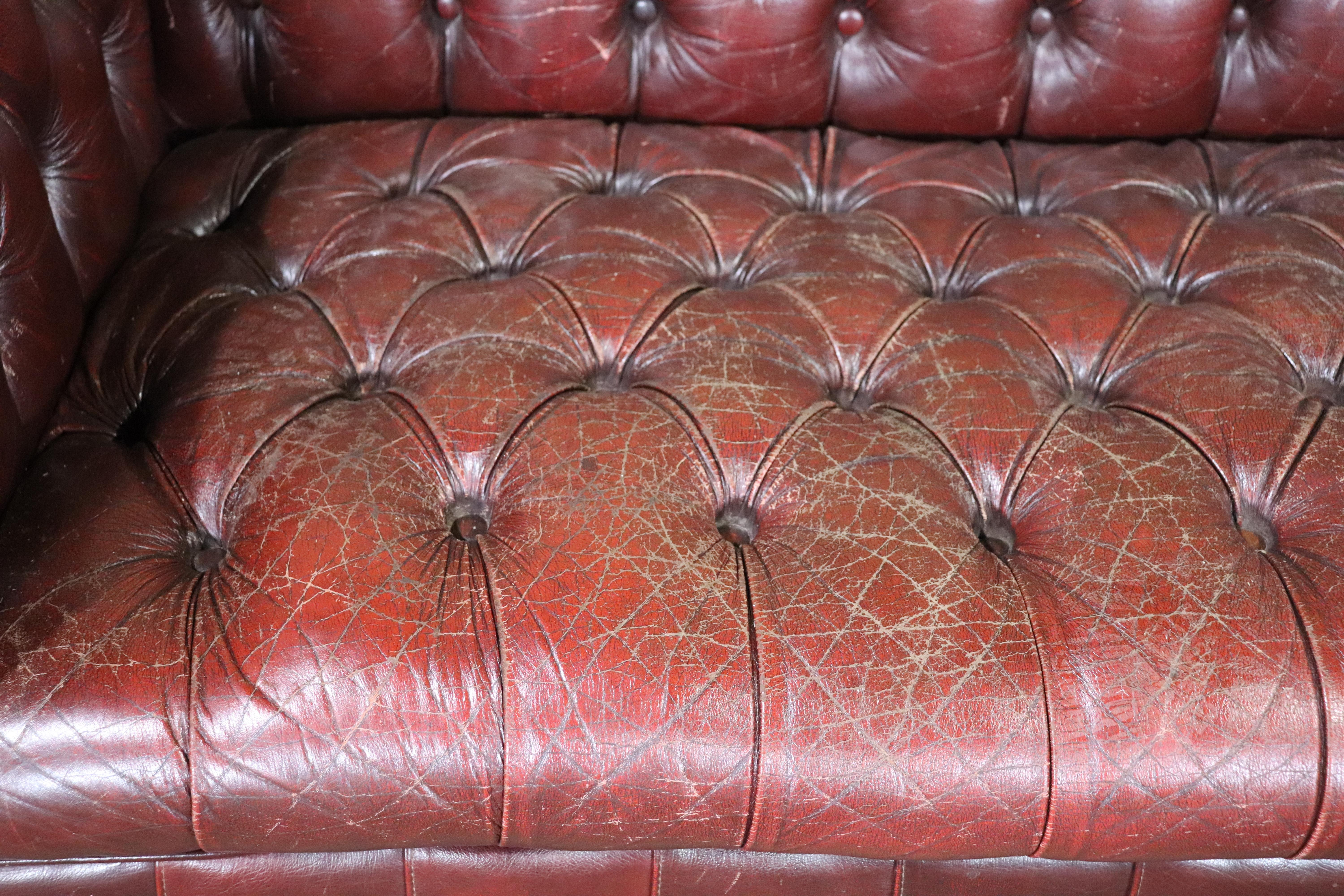 Burgundy Chesterfield Sofa For Sale 1