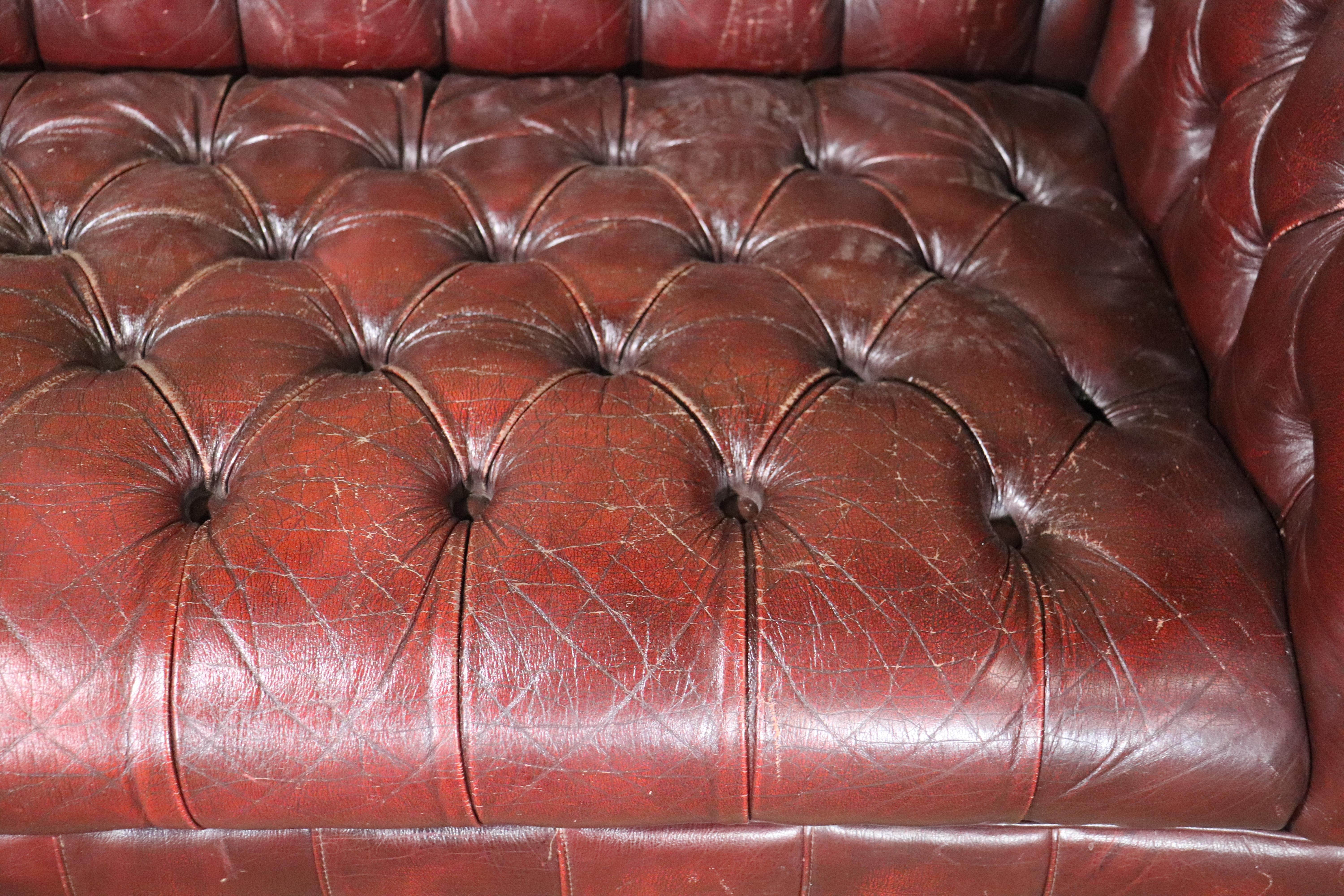 Burgundy Chesterfield Sofa For Sale 2