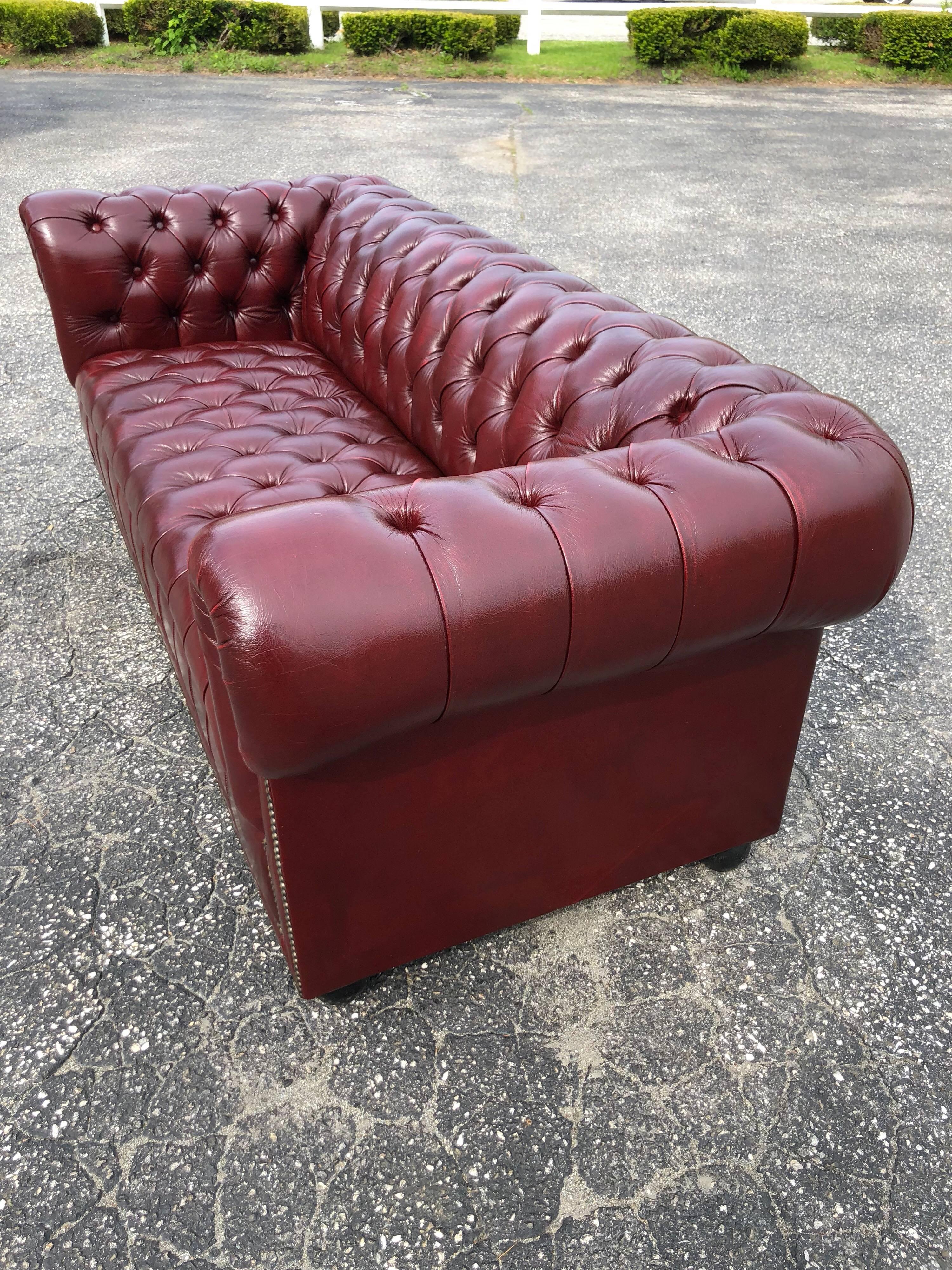 Leather Burgundy Chesterfield Sofa