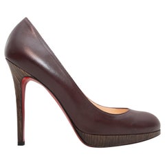 Burgunderfarbene Christian Louboutin Leder Plateau-Pumps aus Leder Größe 37