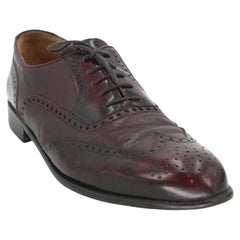 Burgundy Classic Men's Brogue Leather Dress Formal Shoes