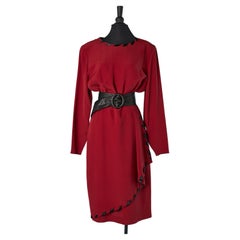 Burgundy cocktail dress with leather belt Valentino Miss V NEW with tag