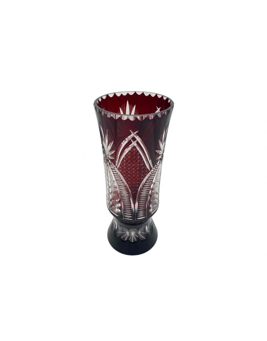 Polish Burgundy crystal vase, Poland, 1960s. For Sale