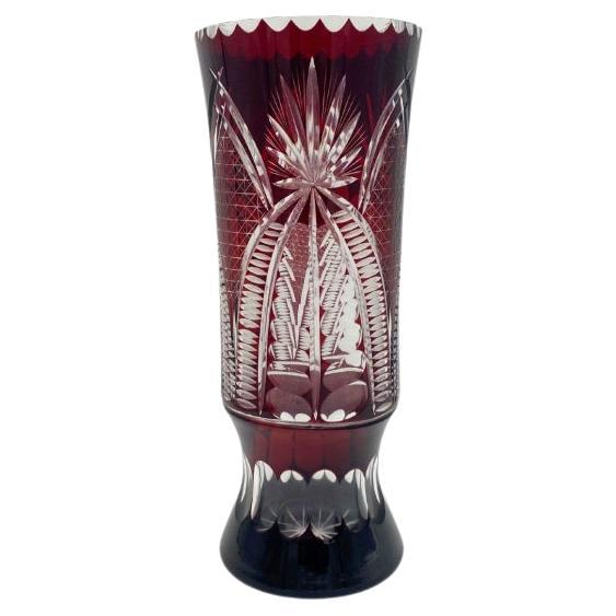 Burgundy crystal vase, Poland, 1960s. For Sale