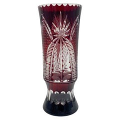 Retro Burgundy crystal vase, Poland, 1960s.