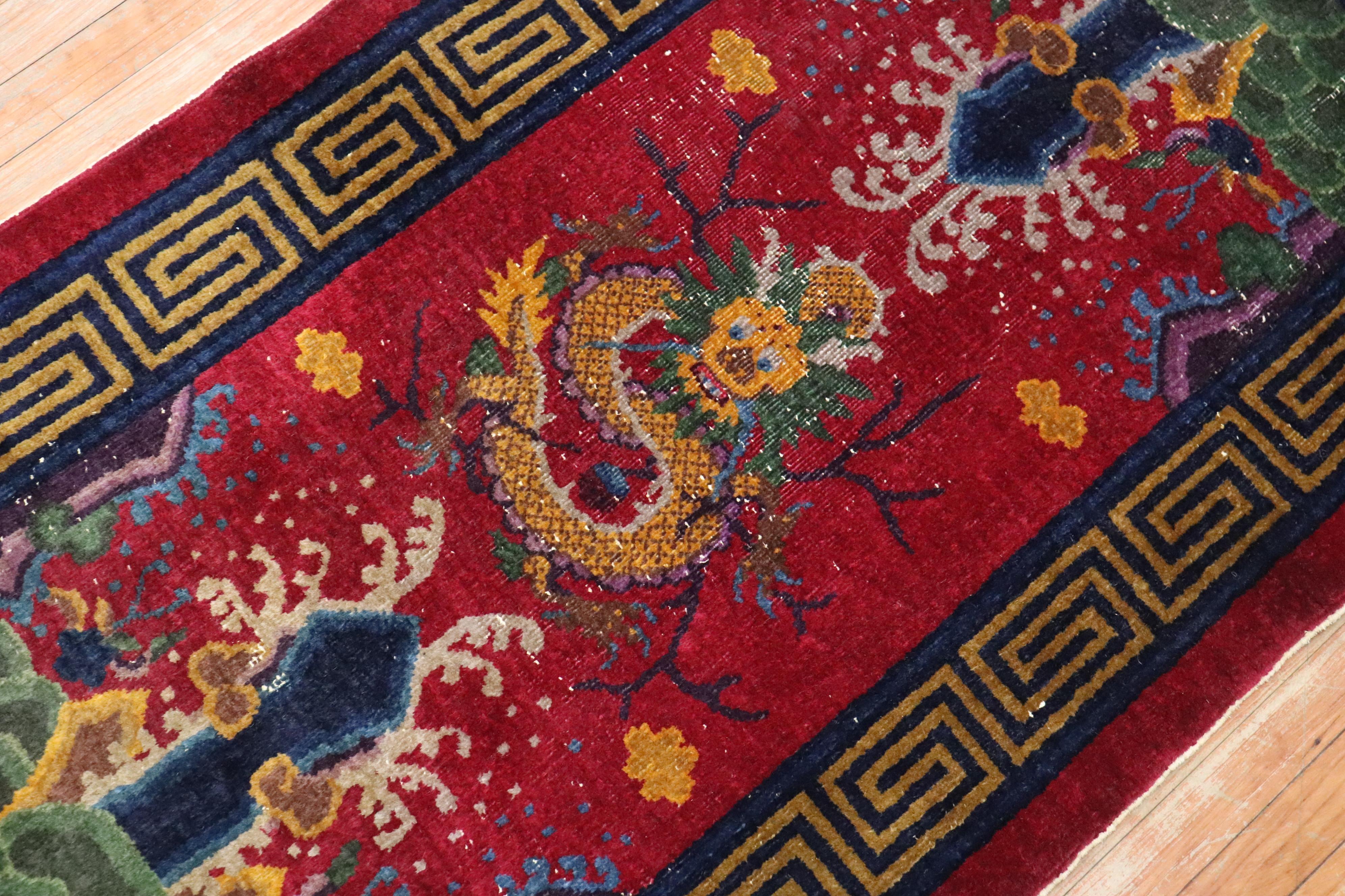 Burgundy Dragon Chinese Scatter Size Rug 2