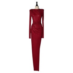Burgundy draped and wrapped evening dress with rhinestone ALEXANDRE VAUTHIER