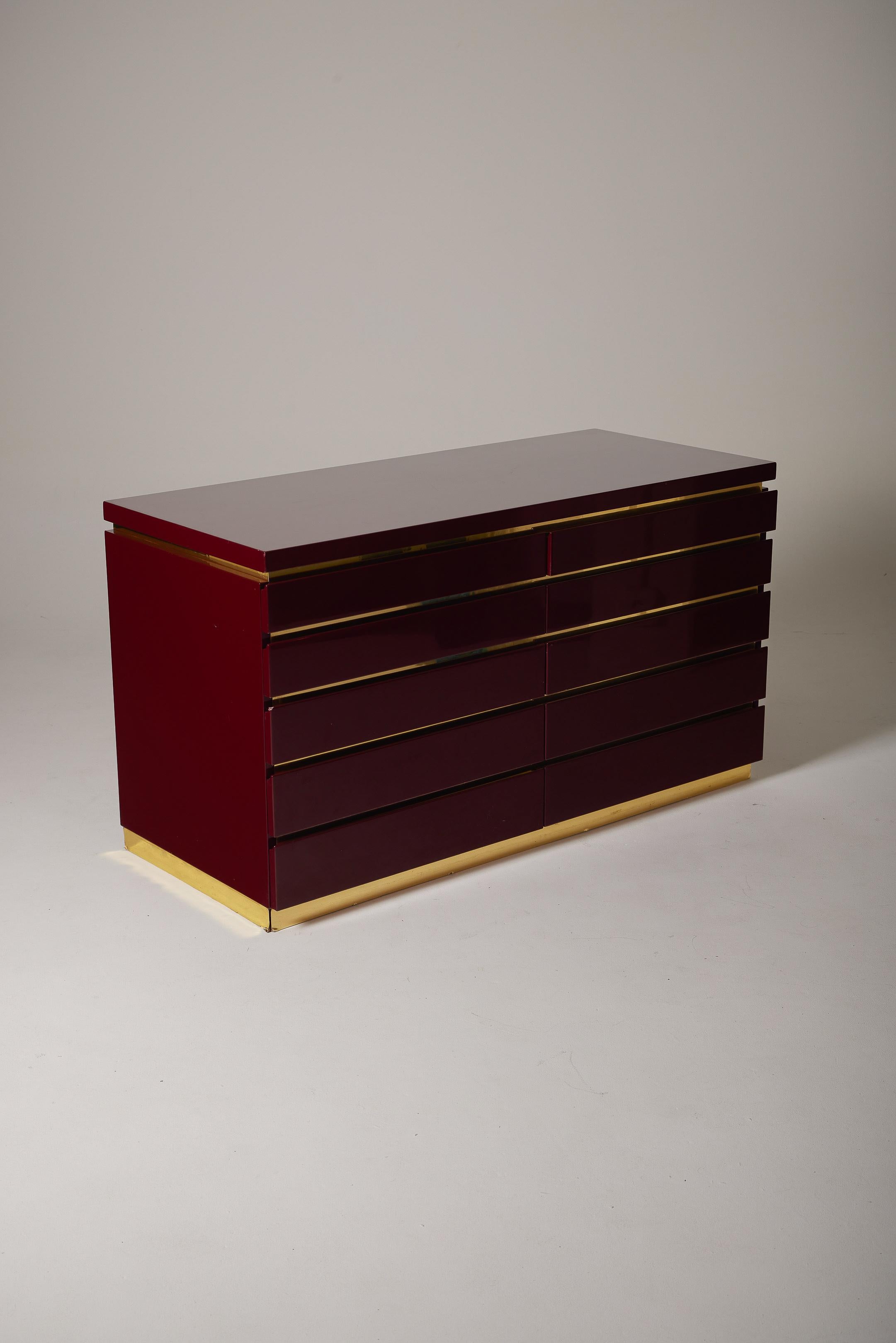  Burgundy dresser by Jean Claude Mahey For Sale 8
