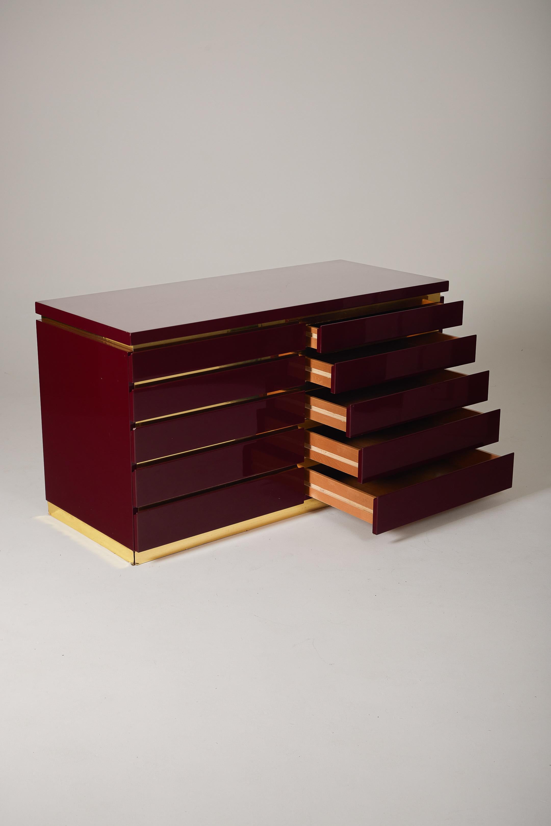  Burgundy dresser by Jean Claude Mahey For Sale 9