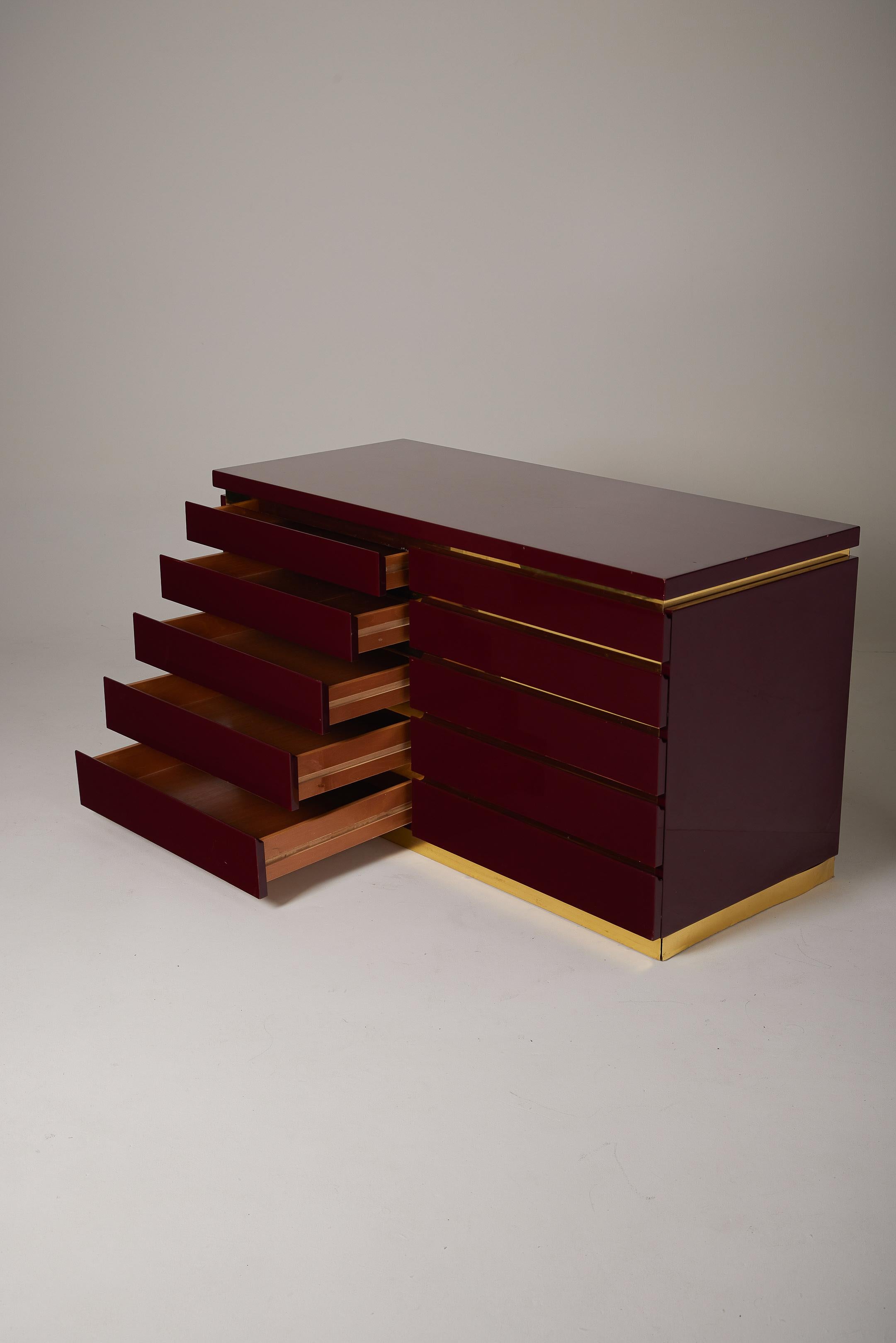  Burgundy dresser by Jean Claude Mahey In Good Condition For Sale In PARIS, FR