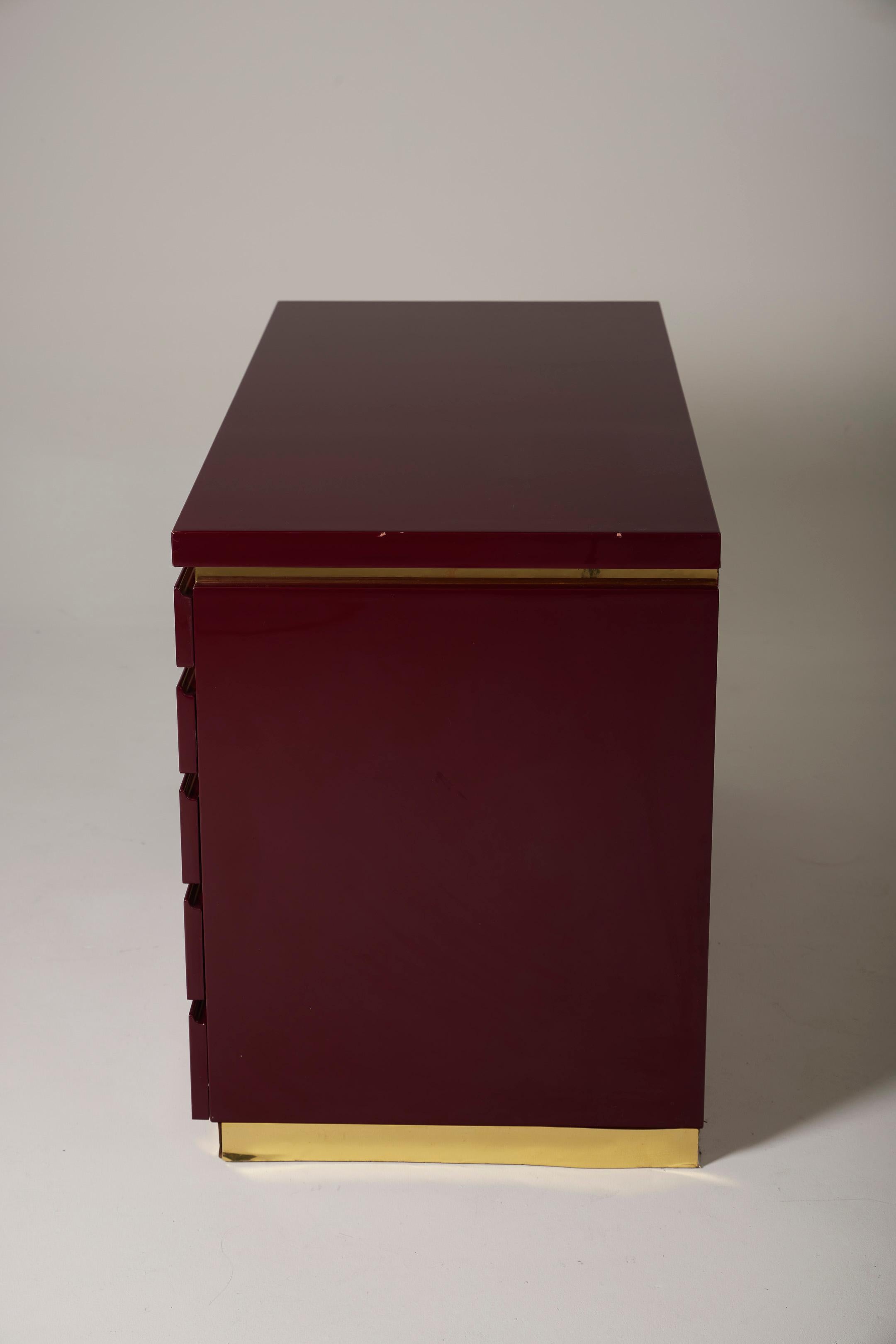 20th Century  Burgundy dresser by Jean Claude Mahey For Sale