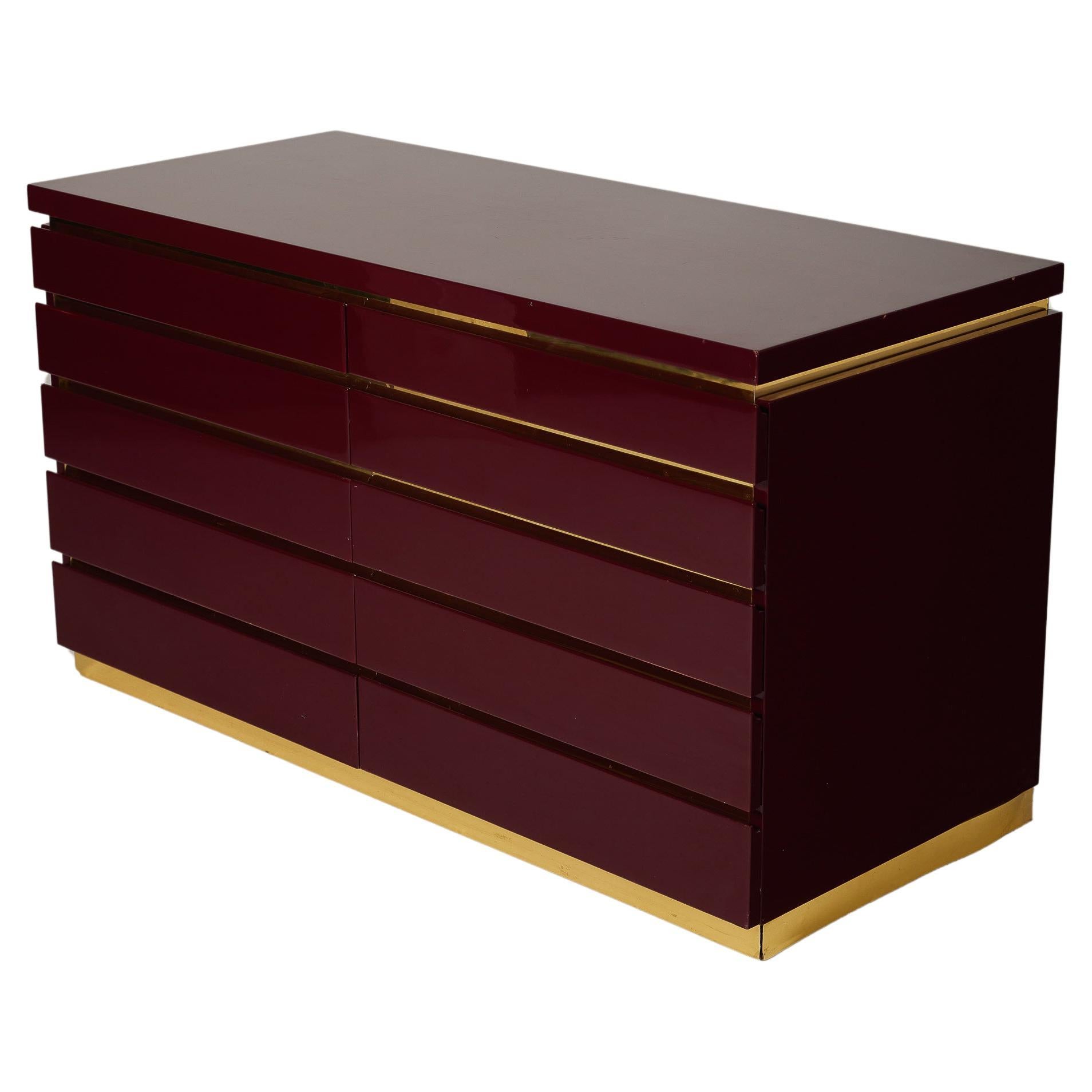  Burgundy dresser by Jean Claude Mahey For Sale