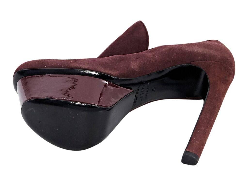 Burgundy Edmundo Castillo Suede Loafer Pumps In Good Condition In New York, NY