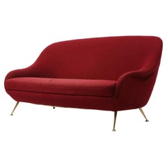 Burgundy "Egg" Three Seater Sofa, Italy 1950's