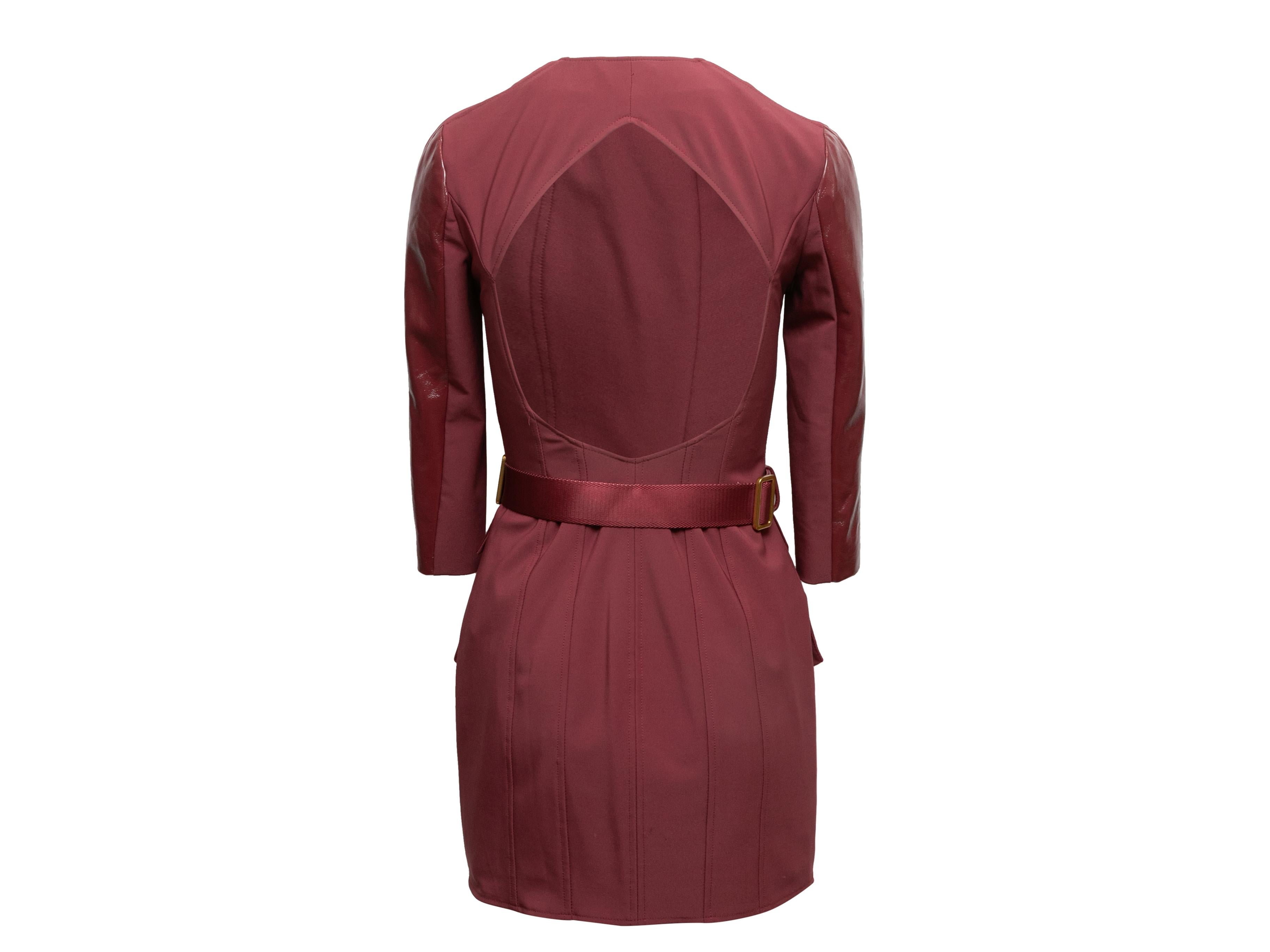 Women's Burgundy Elisabetta Franchi Abito Patent Zip Dress Size IT 40 For Sale