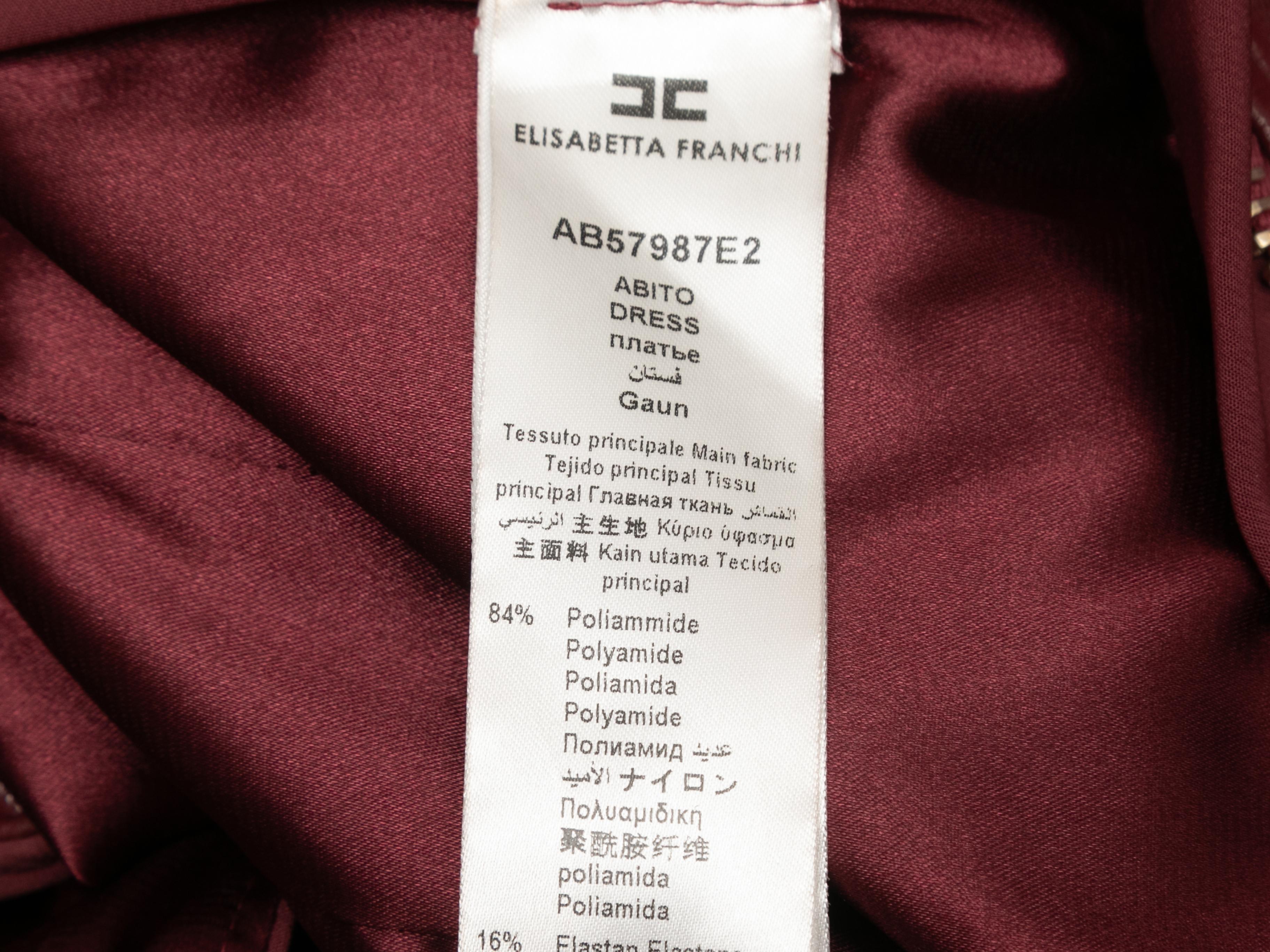 Burgundy Elisabetta Franchi Abito Patent Zip Dress Size IT 40 For Sale 3