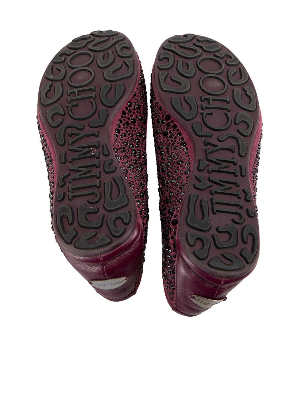 Burgundy Embellished Ballet Flats Size EU 37 In Good Condition For Sale In London, GB