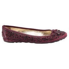 Burgundy Embellished Ballet Flats Size EU 37