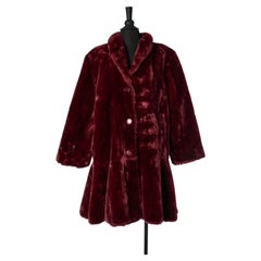 Abrigo de piel sintética burdeos de un solo pecho PIERRE CARDIN