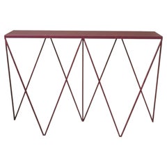 Burgundy Giraffe Console Table with Natural Linoleum Top - Customizable