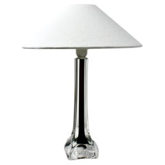 Lámpara de mesa de cristal burdeos de Paul Kedelv para Flygfors, años 60