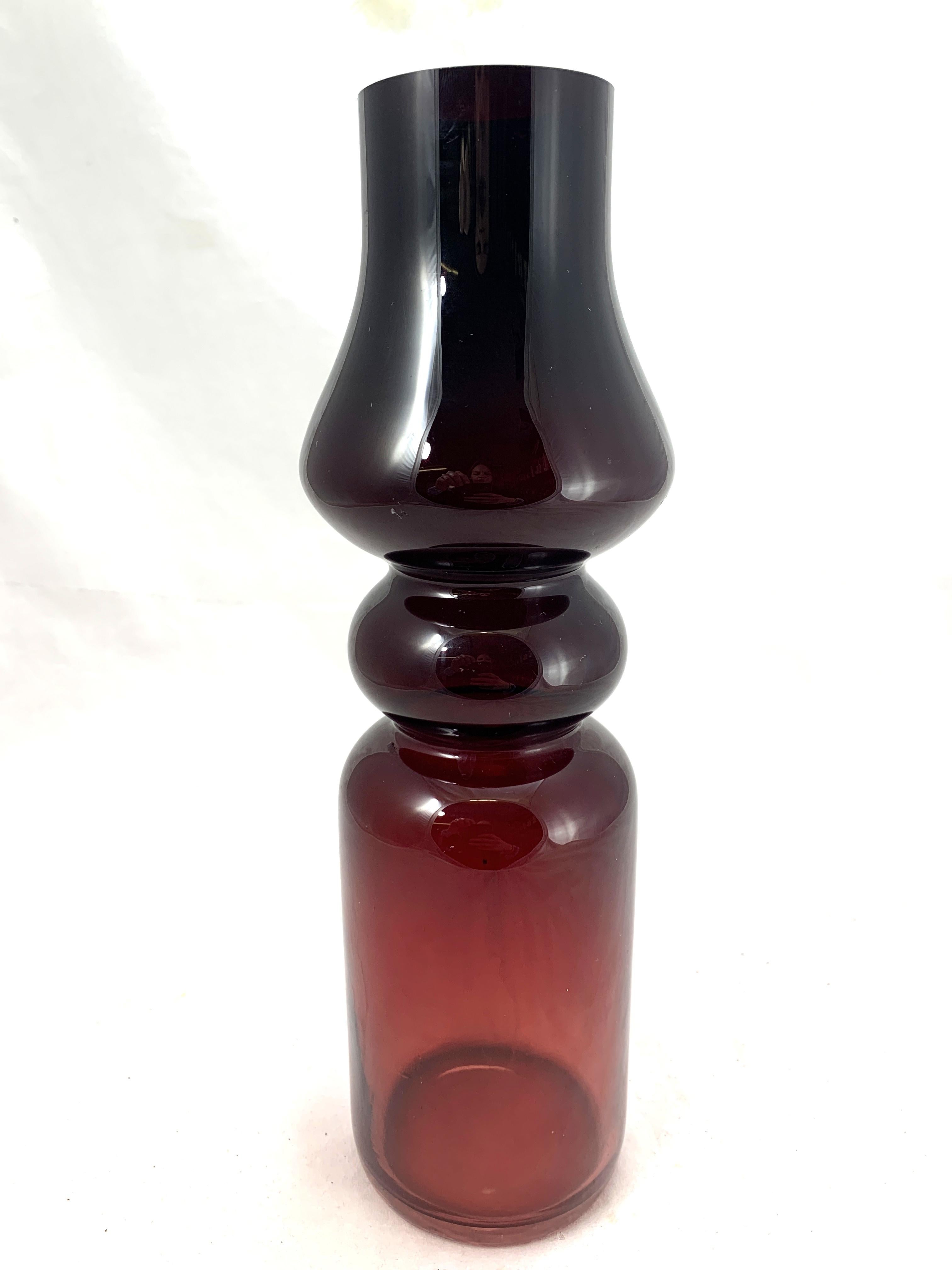 Mid-Century Modern Burgundy Glass Vase