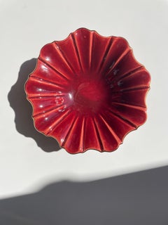 Arnold Wiig Cuenco Regencia Dorado Borgoña Años 50, Noruega