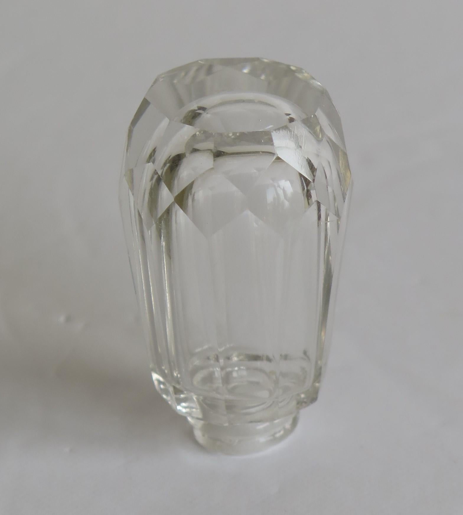 Burgundy Guilloche & Silver Topped Cut Glass Scent or Perfume Bottle London 1921 For Sale 6