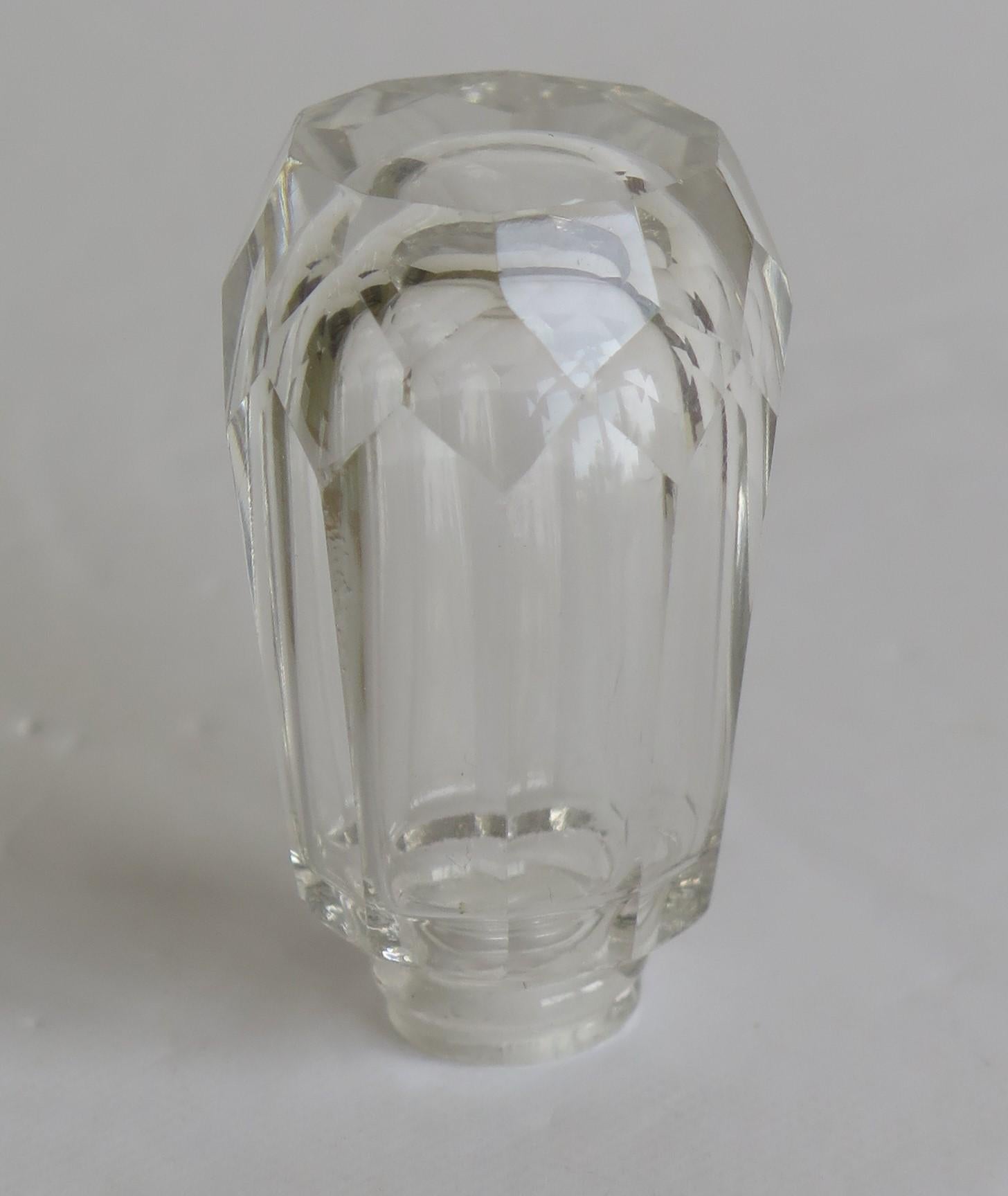 Burgundy Guilloche & Silver Topped Cut Glass Scent or Perfume Bottle London 1921 For Sale 7