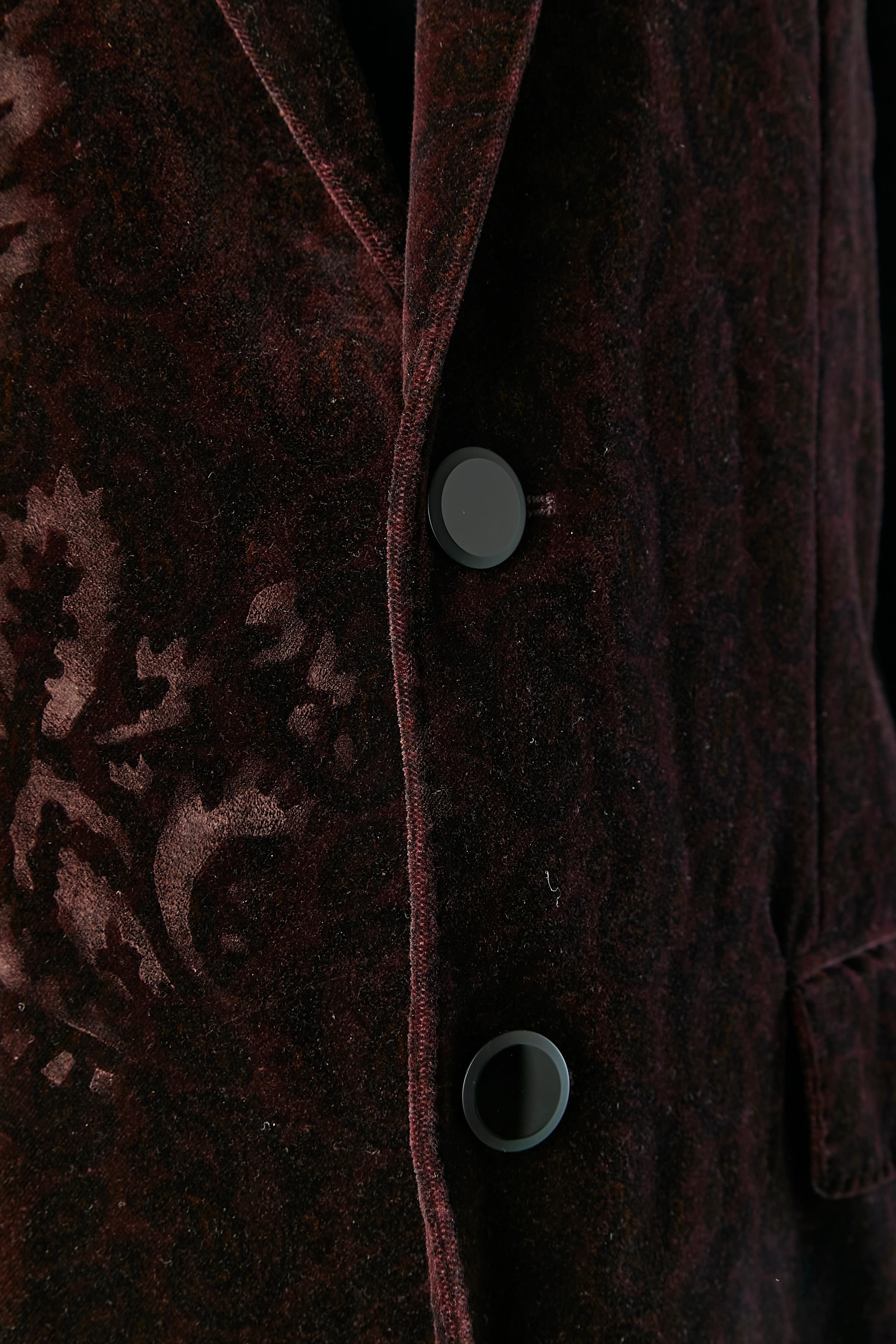 Black Burgundy hand-painting velvet single breasted jacket ETRO Men  For Sale