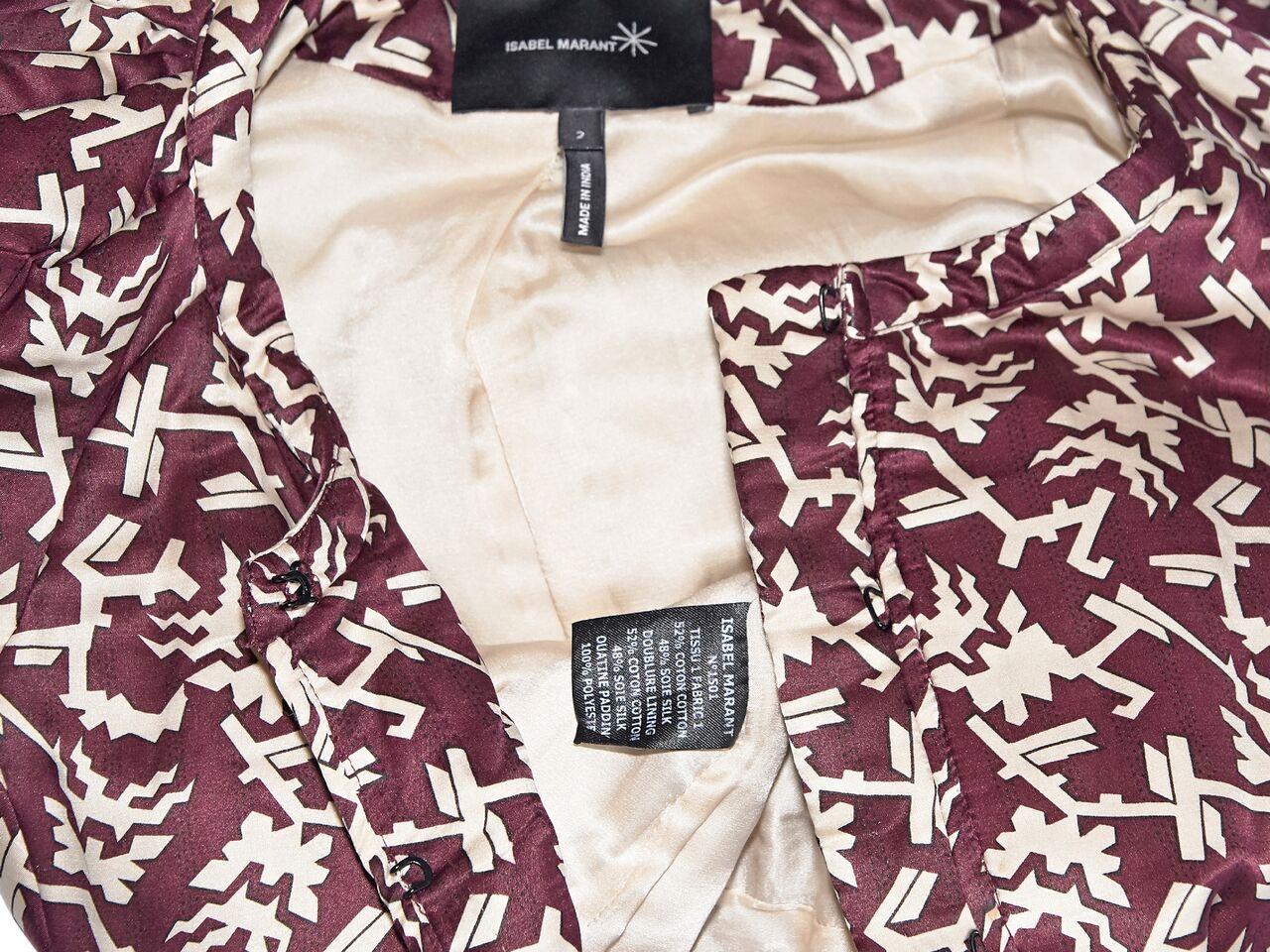 Burgundy Isabel Marant Printed Cotton/Silk Jacket In Good Condition In New York, NY