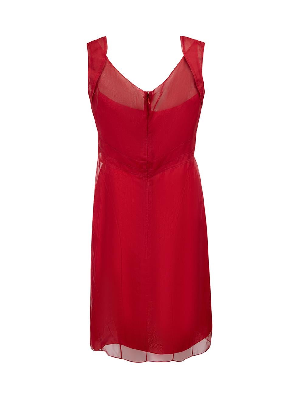 Red Sheer Layered Mini Dress Size L In Good Condition For Sale In London, GB