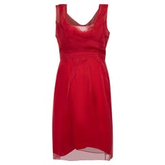 Rotes durchsichtiges Minikleid mit Lagenlook Größe L