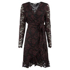 Burgundy Lace Wrap Mini Dress Size L