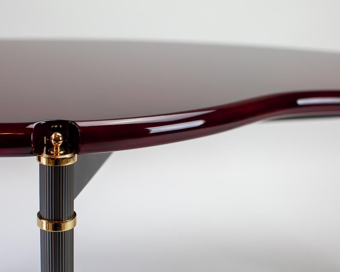 Art Deco burgundy lacquered coffee table For Sale
