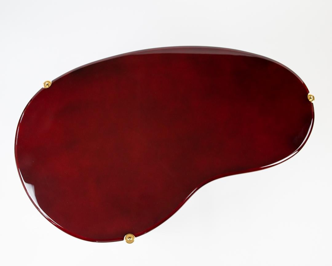 French burgundy lacquered coffee table For Sale