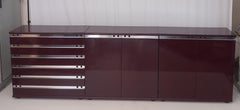 Burgundy Lacquered Wood Chest of Drawers, 70s
