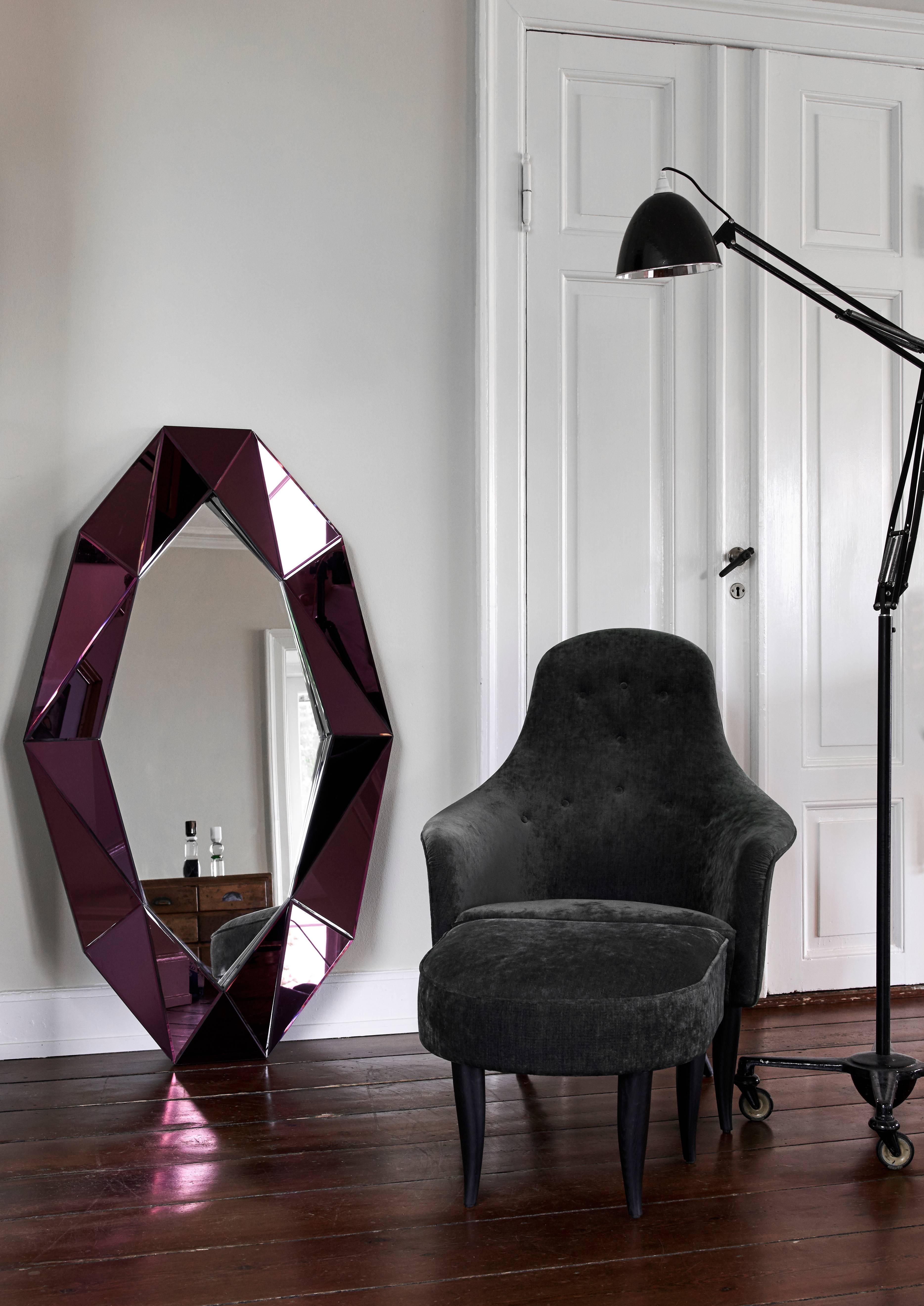 Post-Modern Burgundy Large Diamond Decorative Mirror