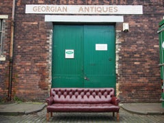 Burgundy Leather and Walnut Sofa By Gillows