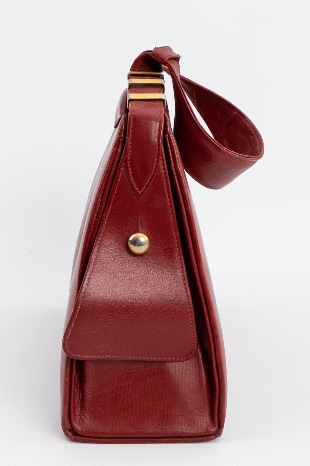 Brown Burgundy leather bag For Sale