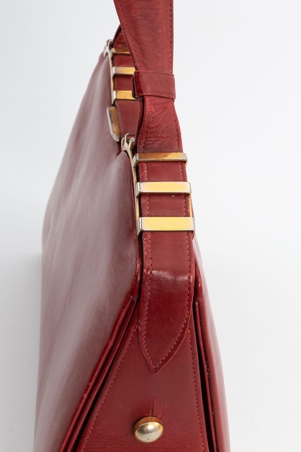 Burgundy leather bag For Sale 1