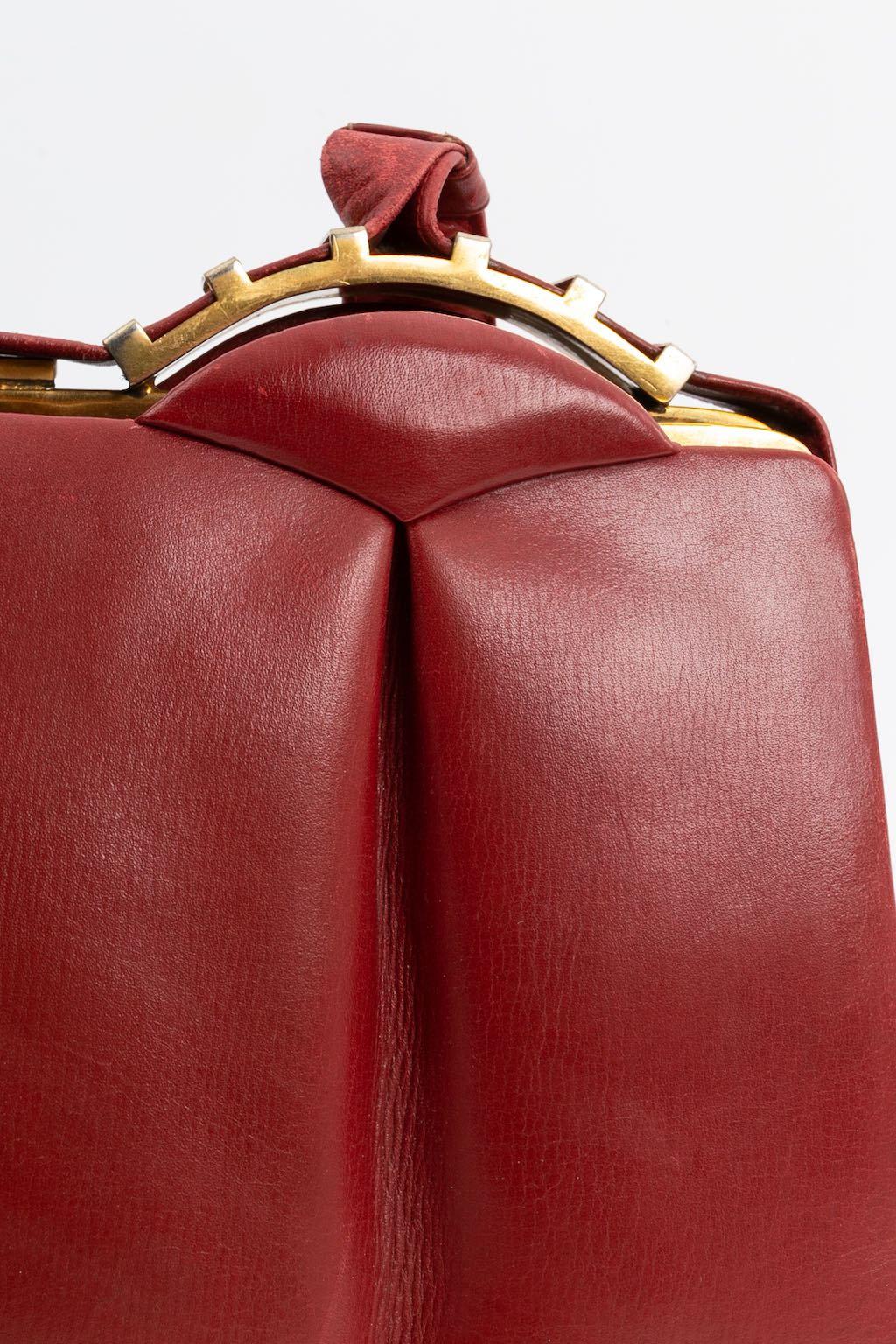 Burgundy leather bag For Sale 2