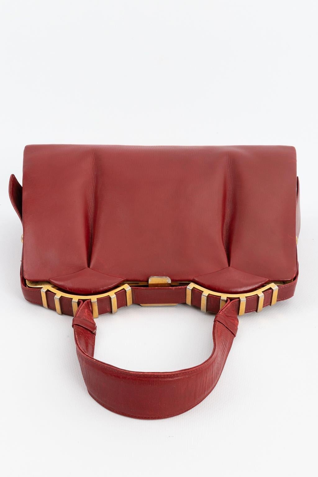 Burgundy leather bag For Sale 4