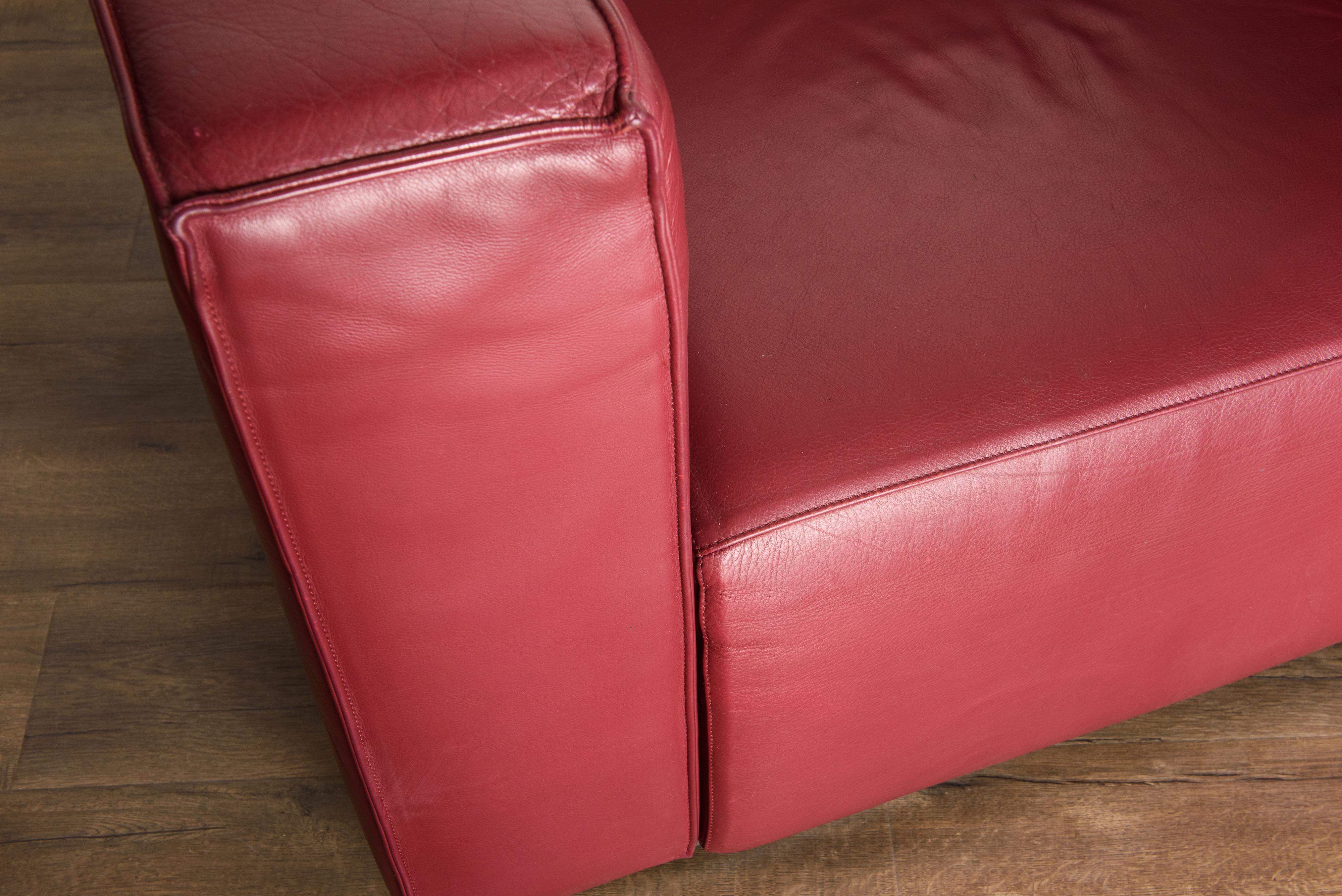 Burgundy Leather 'Blox' Club Chairs by Jehs + Laub for Cassina, 2002, Signed 3