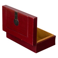 Burgundy Leather Box with Patinated Bronze Decor by Puiforçat - France 1950's