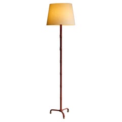 Burgundy Leather Jacques Adnet Floor Lamp Burgundy Leather Jacques Adnet Floor Lamp