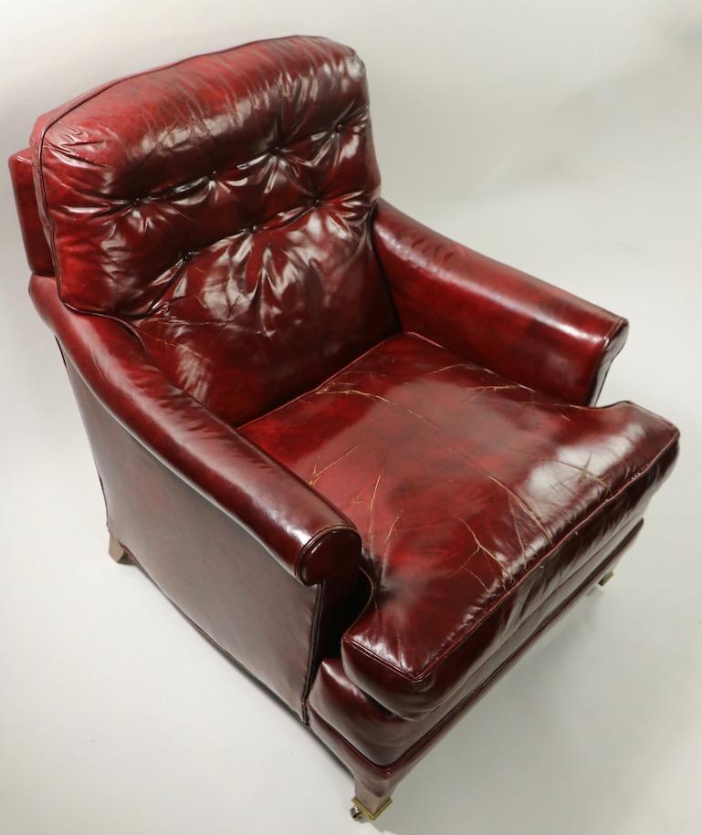 Regency Revival Burgundy Leather Lounge, Club Chair